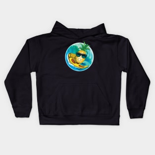 Surfing Pineapple pizza Kids Hoodie